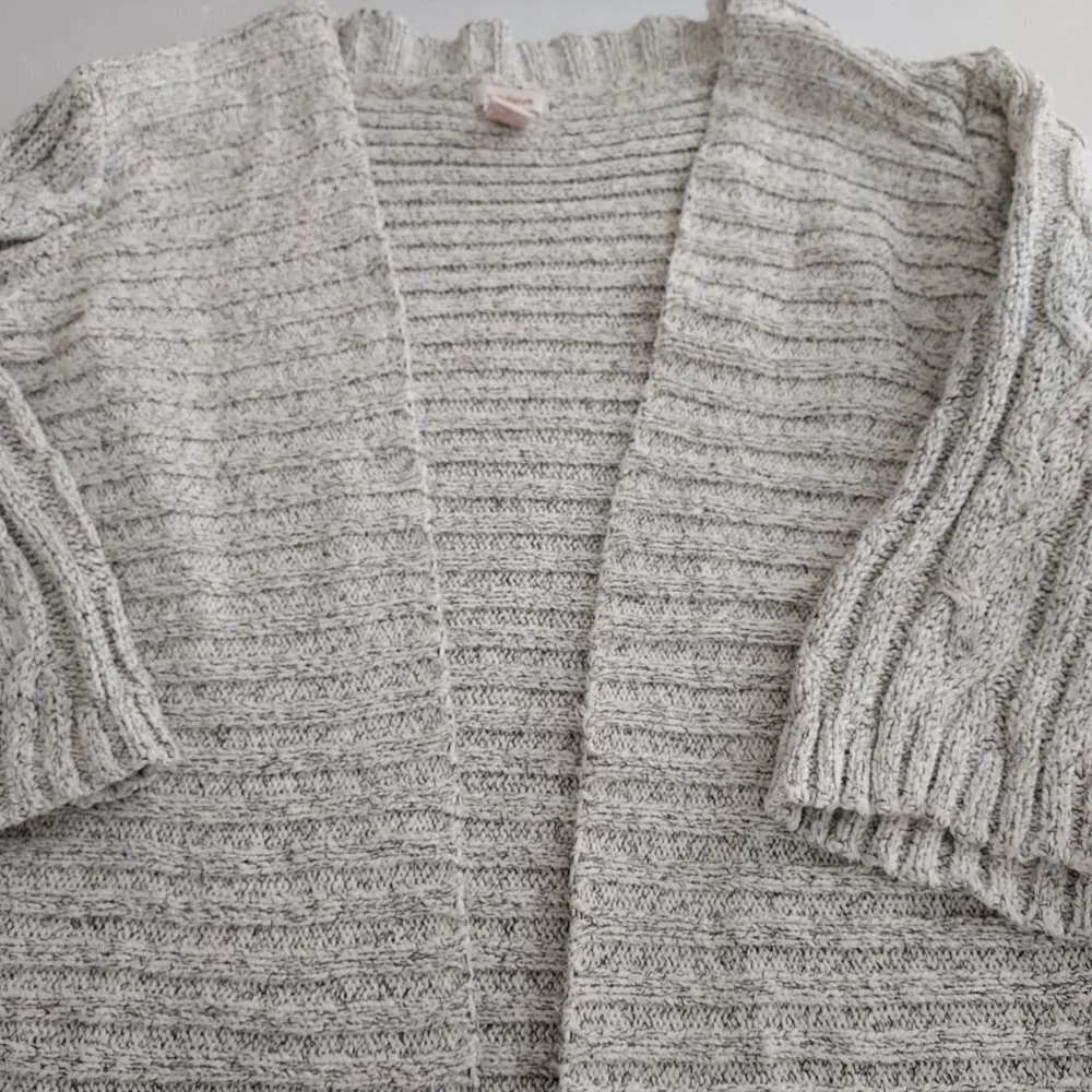 Sundance Chunky Knit Open Front 3/4 Sleeve Gray Cardigan Sweater